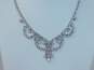 Vintage Icy Clear & Blue Rhinestone Statement Necklaces Brooches & Earrings 98.8g image number 3