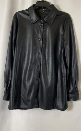 7 For All Mankind Womens Black Long Sleeve Spread Collared Shirt Jacket Size M
