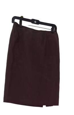 Womens Brown Dark Wash Back Zip Comfort Short Pencil Skirt Size 8
