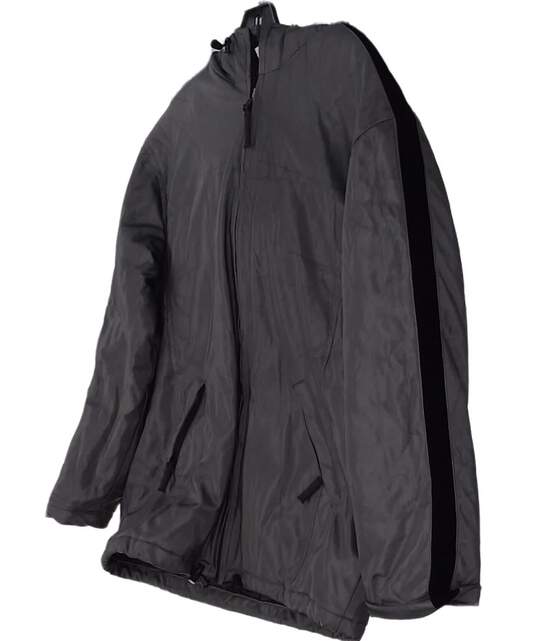Womens Gray Long Sleeve Pockets Full Zip Jacket Size Medium image number 1