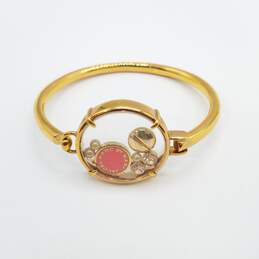 Marc Jacobs Gold - Tone Enamel Multi Gemstone Floating Charms Tension 7 In Bangle Bracelet 31.9g