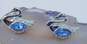 2 Swarovski Blue & Clear Crystal Silver Tone Swan Pins 8.6g image number 1