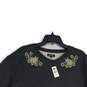 NWT Womens Gray Knitted Embellish Crew Neck Long Sleeve Pullover Sweater Size XS image number 3