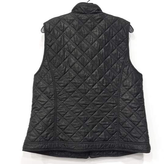 Chicos Black Metallic Puffer Vest Full Zip Size 3 image number 4