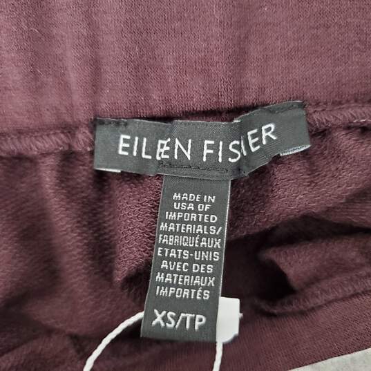 NWT Eileen Fisher Tencel Stretch Terry Ankle Length Burgundy Pants Size XS image number 3