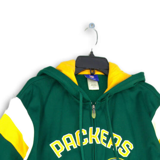 Mens Green Yellow NFL Green Bay Packers Long Sleeve Full-Zip Hoodie Size M image number 3