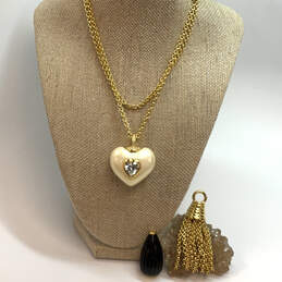 Designer Joan Rivers Gold-Tone Chain Heart Changeable Charm Necklace w/ Box