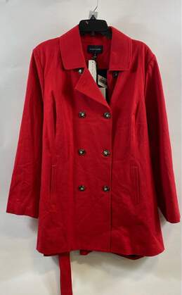 NWT 41Hawthorn Womens Red Long Sleeve Double Breasted Belted Trench Coat Size 2X