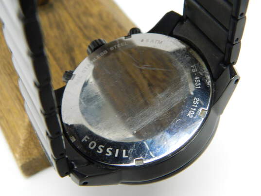 Men's Fossil FS-4531 Black Chronograph Dress Watch image number 5