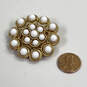 Designer Stella & Dot Gold-Tone White Faux Pearl Fashionable Brooch Pin image number 4