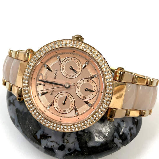 Designer Michael Kors Gold-Tone Chronograph Round Dial Analog Wristwatch image number 1