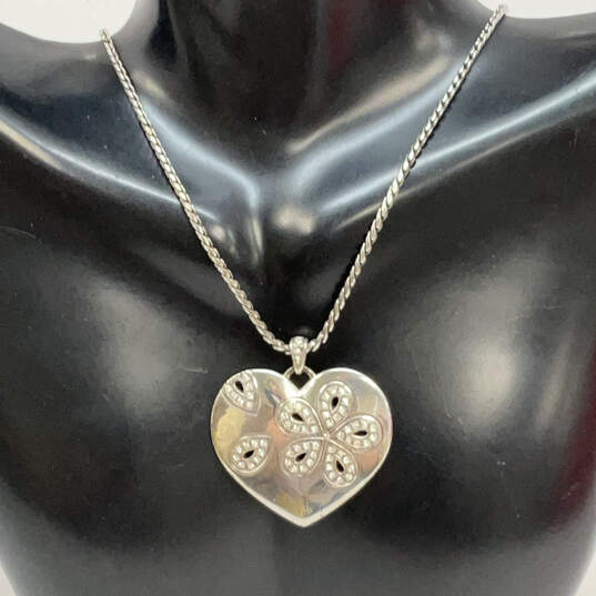 Designer Brighton Silver-Tone Adjustable Twist Chain Heart Pendant Necklace image number 1