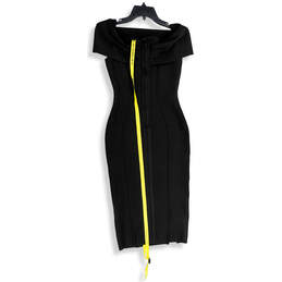 Womens Black Off The Shoulder Back Zip Midi Sheath Dress Size Small alternative image