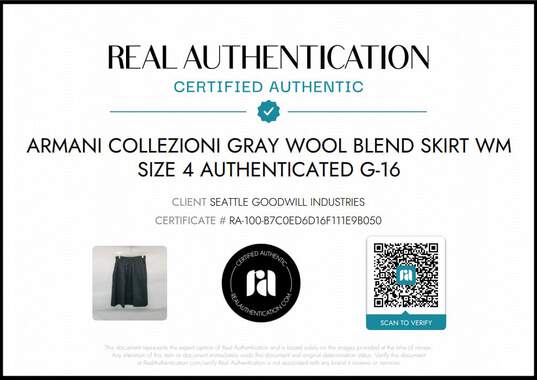 Armani Collezioni Gray Wool Blend Skirt Wm Size 4 AUTHENTICATED image number 6