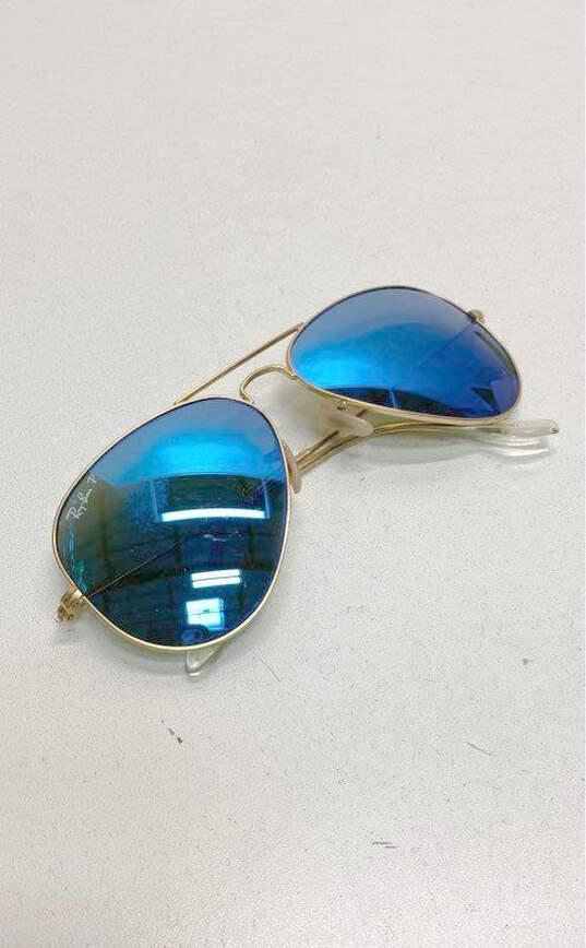 Ray Ban Aviator Flash Lenses Sunglasses Gold One Size image number 2