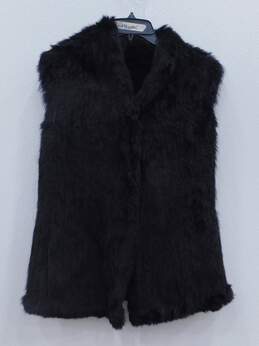 Women's June Black Fur Vest Size S