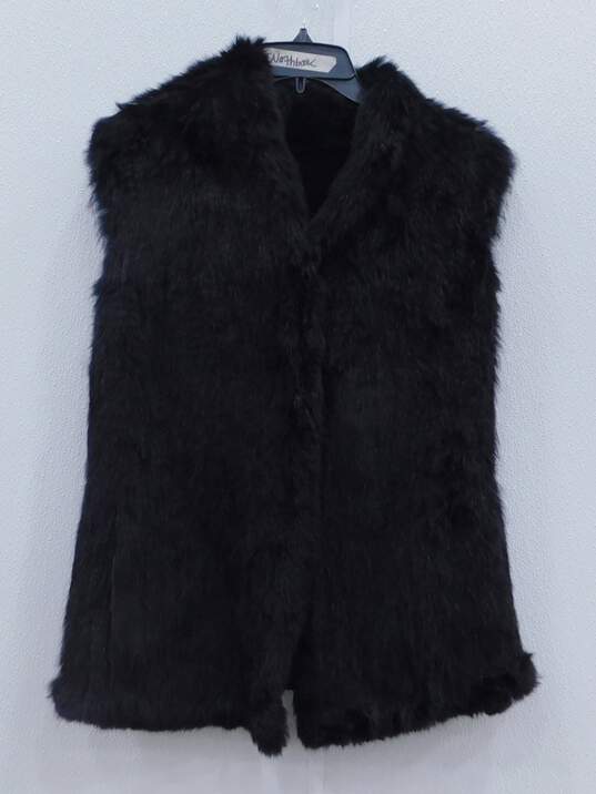Women's June Black Fur Vest Size S image number 1