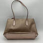 Womens Rose Gold Glitter Leather Inner Pocket Double Handle Zipper Tote Bag image number 2