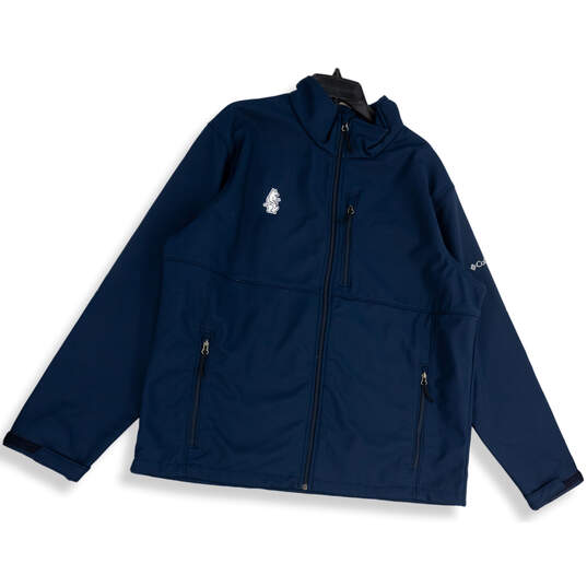 Mens Blue Regular Fit Long Sleeve Pocket Full-Zip Windbreaker Jacket Sz XL image number 1
