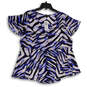 NWT Womens Blue Animal Print V-Neck Flutter Sleeve Blouse Top Size 1 image number 1