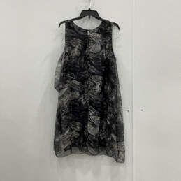 NWT Womens Charcoal Gray Printed Round Neck Sleeveless Mini Dress Size M alternative image