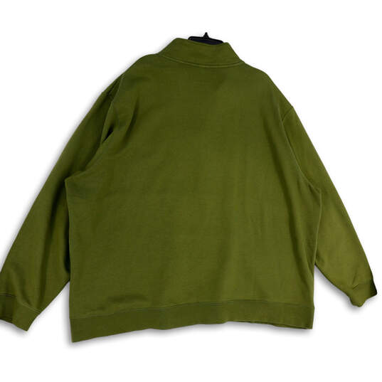 Mens Green Long Sleeve Mock Neck Half-Zip Pullover Sweatshirt Size 4XL image number 2