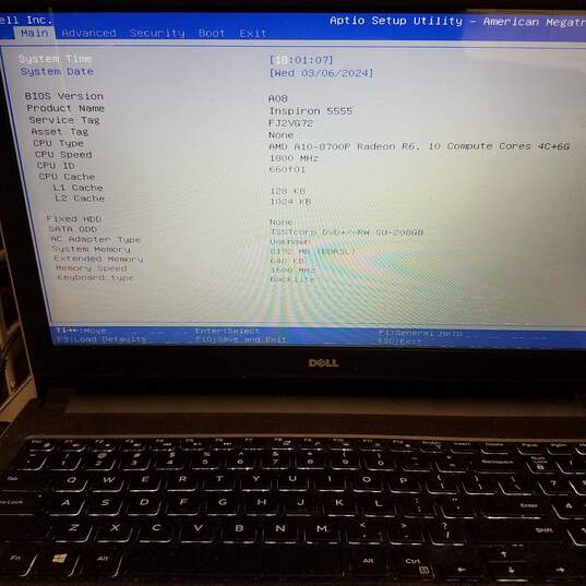 Dell Inspiron 5555 15in Laptop AMD A8-8700P CPU 8GB RAM NO HDD image number 8