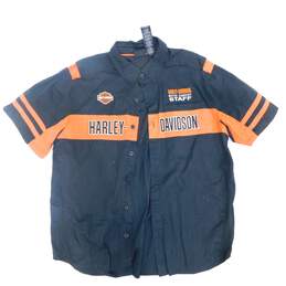 Harley Davidson Staff Orange Black Button Up Shirt  XL