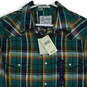 NWT Mens Green Plaid Long Sleeve Classic Fit Collared Button-Up Shirt Sz S image number 1