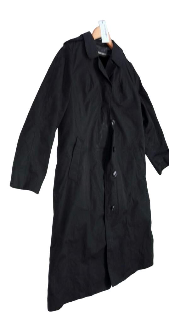 Women's Black Long Sleeve Collared Lined Trench Coat Size 10 image number 3