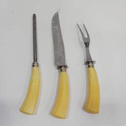 PAIR OF YELLOW BAKELITE HANDLED HONING ROD AND CARVING KNIFE alternative image