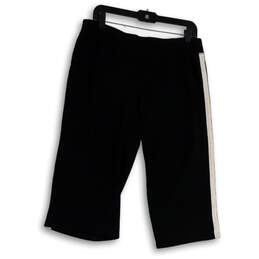 Womens Black Flat Front Elastic Waist Stretch Pull-On Capri Pants Size Large