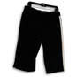 Womens Black Flat Front Elastic Waist Stretch Pull-On Capri Pants Size Large image number 1