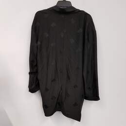 Womens Black Silk Long Sleeve Twist Robe One-Piece Pajama Romper Size 2 alternative image
