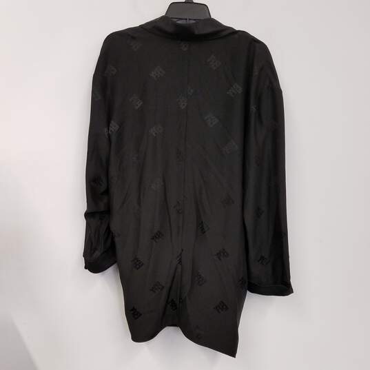 Womens Black Silk Long Sleeve Twist Robe One-Piece Pajama Romper Size 2 image number 2