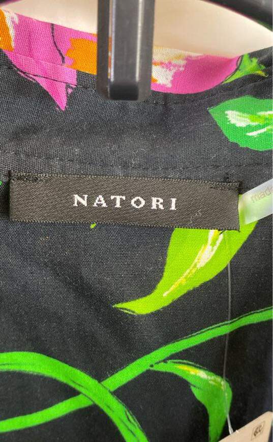 Natori Women Black Floral Poplin Oversized Blouse XS image number 3