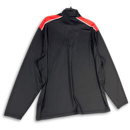 Mens Black Red 1/4 Zip Mock Neck Long Sleeve Activewear Pullover Shirt 2XL alternative image