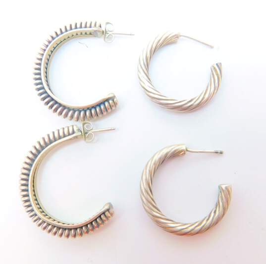 Artisan 925 Sterling Silver Twisted Loop Demi Hoop Earrings 10.8g image number 4