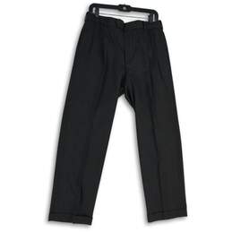 Brooks Brothers Mens Black Pleated Front Straight Leg Dress Pants Size 34/30