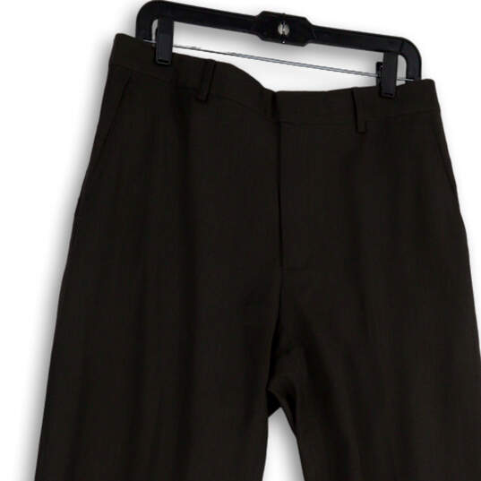 Mens Brown Flat Front Slash Pocket Straight Leg Dress Pants Size 36x36 image number 3