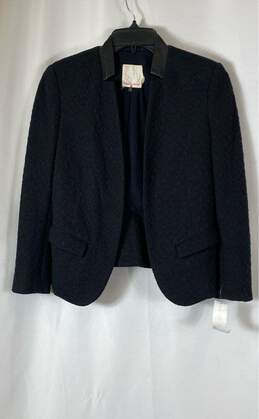 Rebecca Taylor Womens Black Long Sleeve Collared Open Front Jacket Size 0