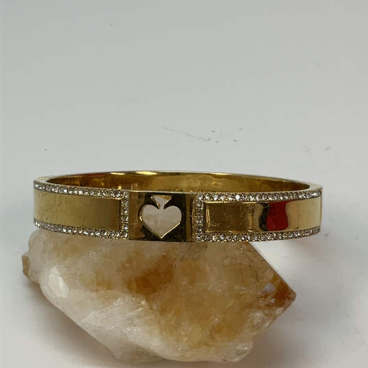 Designer Kate Spade Gold-Tone Pave Clear Crystals Hinge Bangle Bracelet image number 1