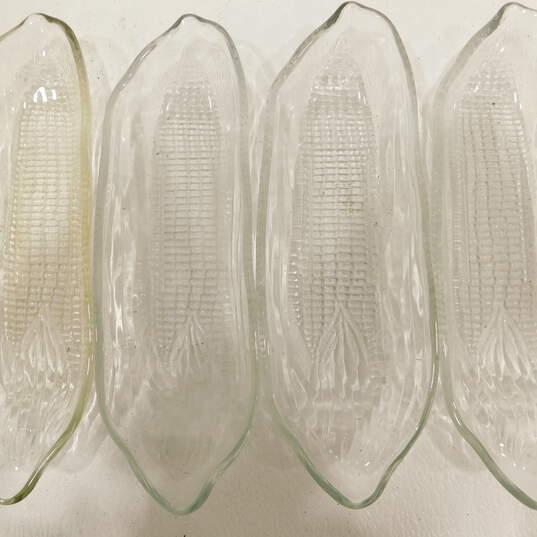 Set of 4 Clear Glass Corn on the Cob Dish Holders image number 2