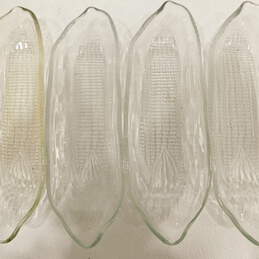 Set of 4 Clear Glass Corn on the Cob Dish Holders alternative image