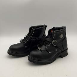Harley Davidson Womens Faded Glory 81024 Black Leather Combat Boots Size 10 alternative image
