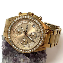 Designer Fossil ES3352 Gold-Tone Rhinestone Chronograph Analog Wristwatch