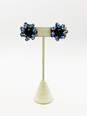 VNTG Weiss Blue CZ Flower Clip-On Earrings & Coro Silver Tone Necklace 71.6g image number 3