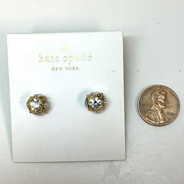 Designer Kate Spade Gold-Tone Clear Crystal Cut Stone Classic Stud Earrings alternative image