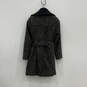 Womens Brown Black Long Sleeve Button Front Belted Trench Coat Size 10 image number 2