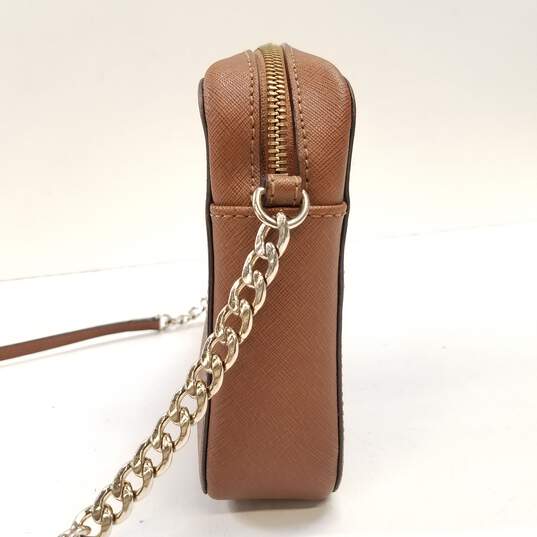 Michael Kors Saffiano Leather Crossbody Bag Tan image number 7